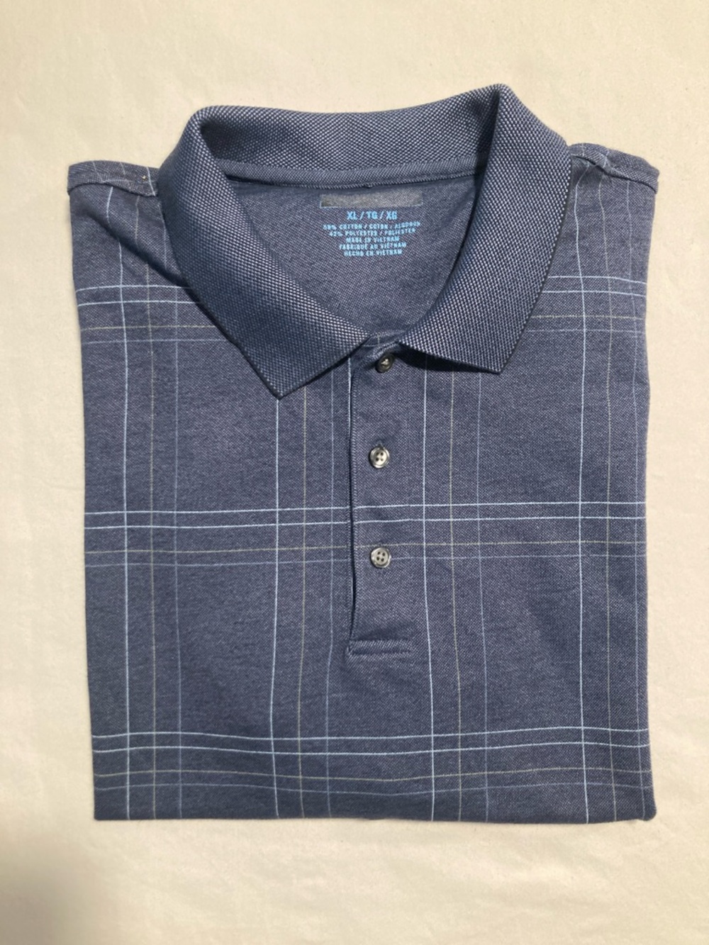 Men's Blue Plaid Polo Shirt size XL (148)